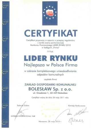 Certyfikat 2011 PL