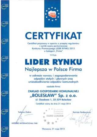 Certyfikat 2013 PL