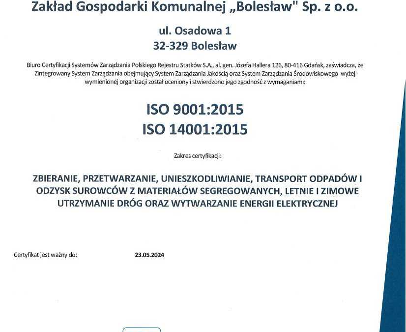 Certyfikat ISO 9001-2005